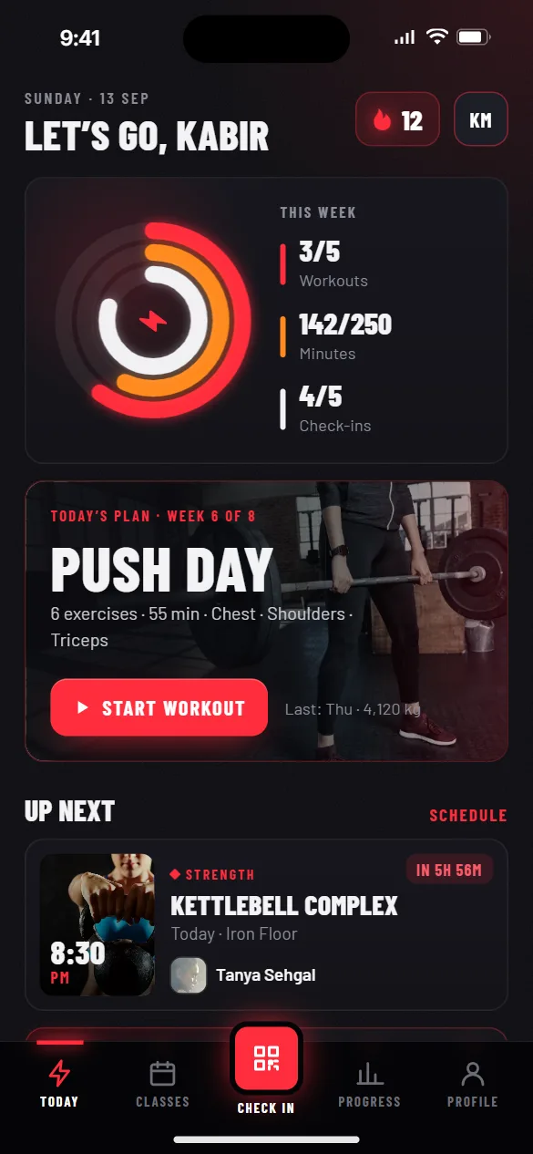 Forge Athletics app home screen